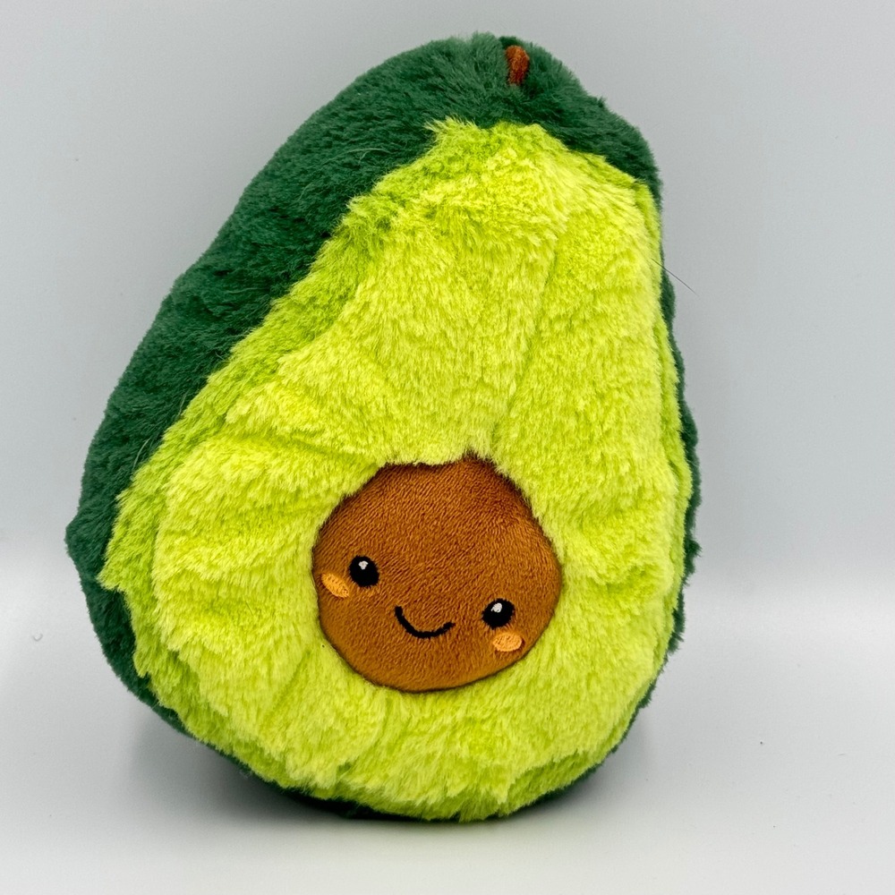Squishable Mini Avocado Plush 7in Soft Stuffed Toy Green Smiley Pit